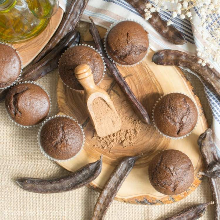 johannisbrot früchte puder muffins schokoladenersatz gesund kalorienarm