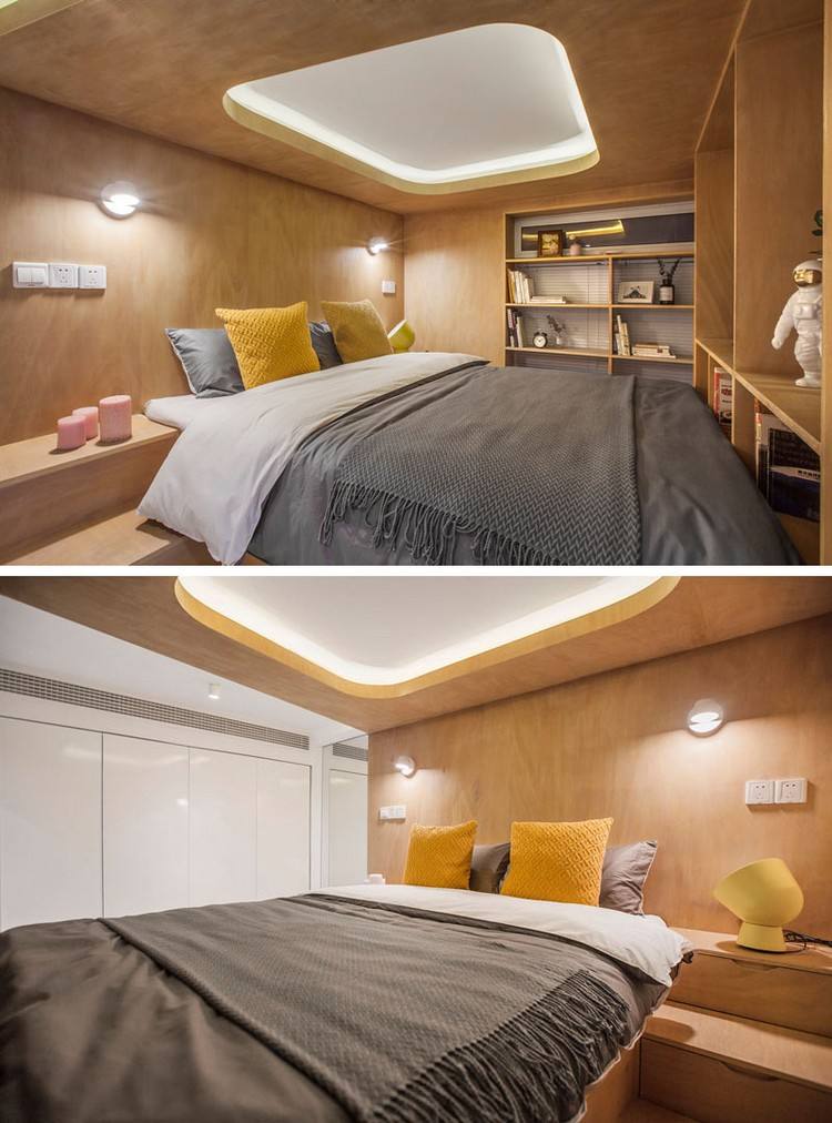 kleine wohnung schlafbereich design hochbett erwachsene platzsparend