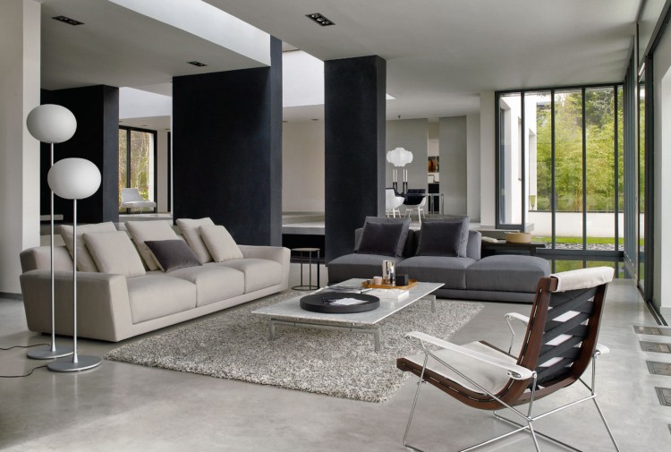 liege wohnzimmer modern schlicht leder stoff stuhl bb italia