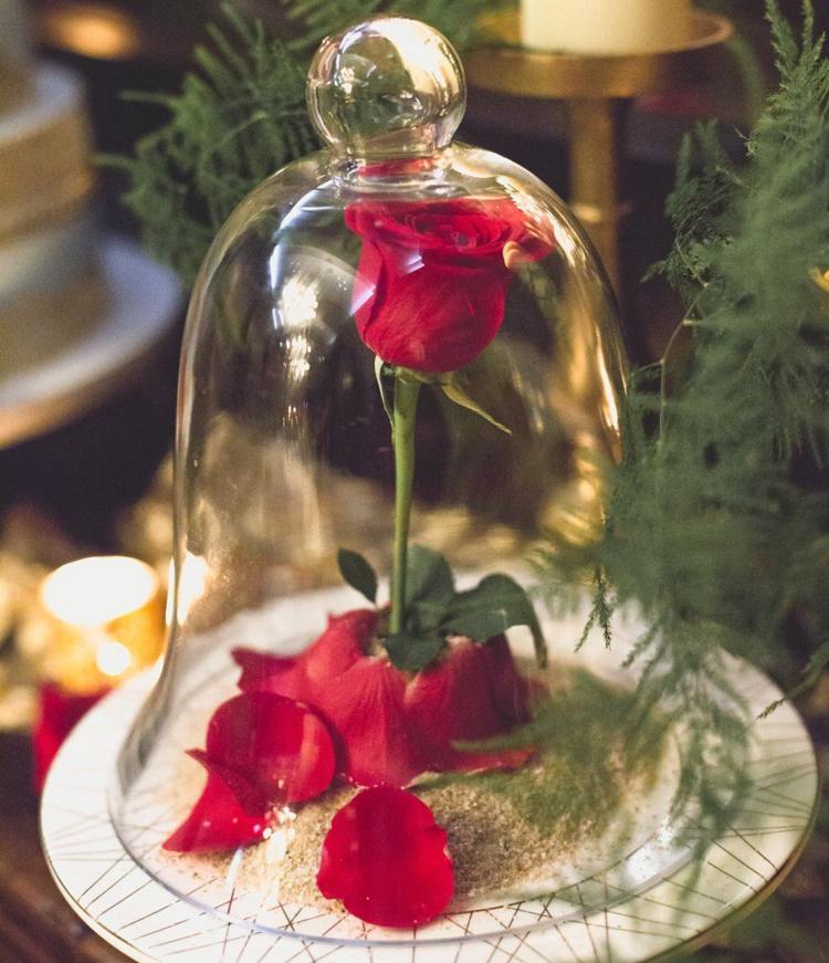 rose glas glocke verzaubert konserviert weihnachten tischdeko
