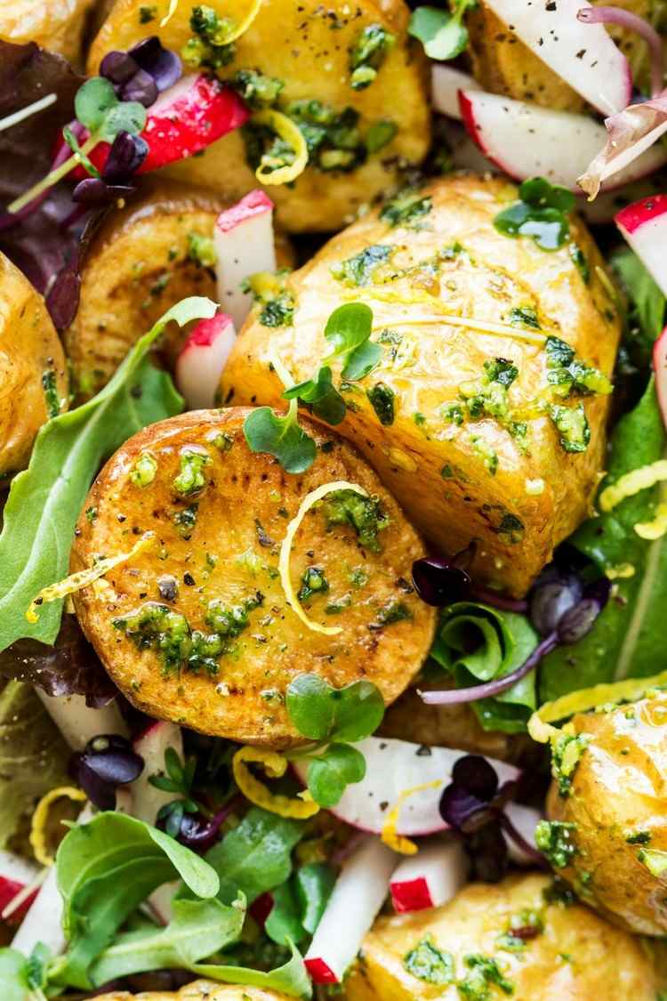 salat rezept kartoffeln persto gemüse lecker