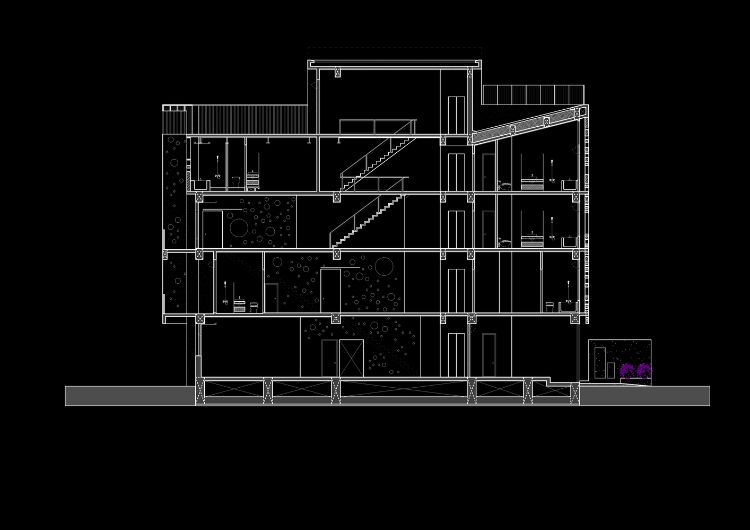 schwarze fassade modern gestalten onyx lit haus taiwan minimalistisch runde löcher design kreise inspiriert von gischt architektur projekt grundriss