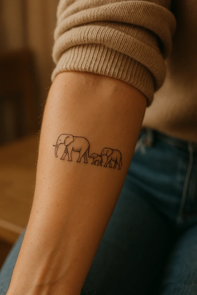 symbol für familie und zusammenhalt tattoo elefantenfamilie