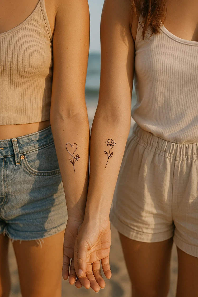 unterarm tattoos beste freundinnen blumen