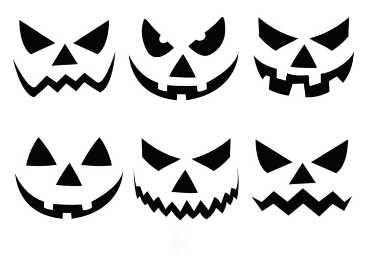 Gruselige Kürbis Gesichter Schnitzvorlagen zum Ausdrucken Halloween
