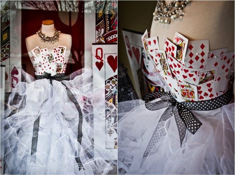 Herzkönigin Kostüm selber machen Kleid Spielkarten Oberteil weißer Tutu Rock
