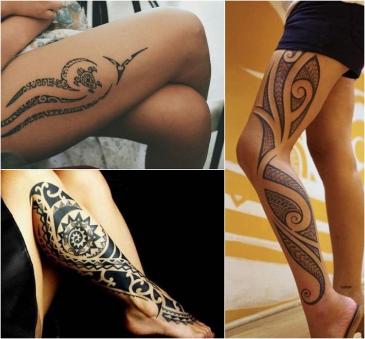 Maorie Tattoos Frauen Bein Sonne Schildkröte