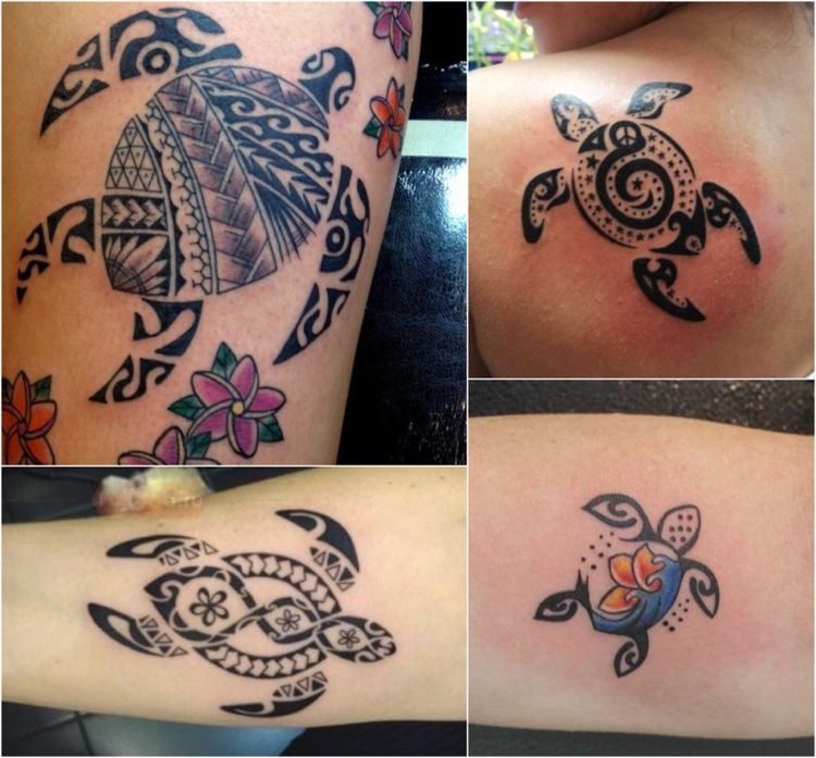 Maorie Tattoos Schildkröte Tribals Frauen Frangipani Blumen