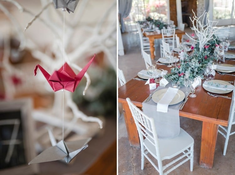 Origami Kraniche Girlanden Tischdeko Hochzeit