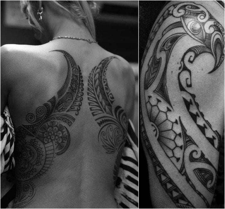 Polynesische Tattoos Frauen Rücken Oberarm