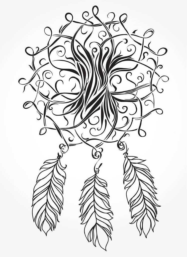 Traumfänger Tattoo VOrlage mit Lebensbaum abstrakt