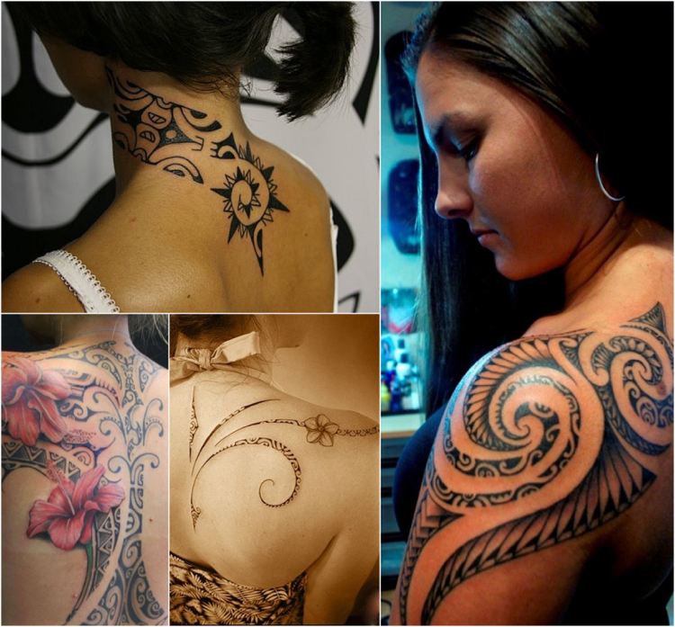 Tribal Tattoos Maori polynesische Linien Rücken Hals