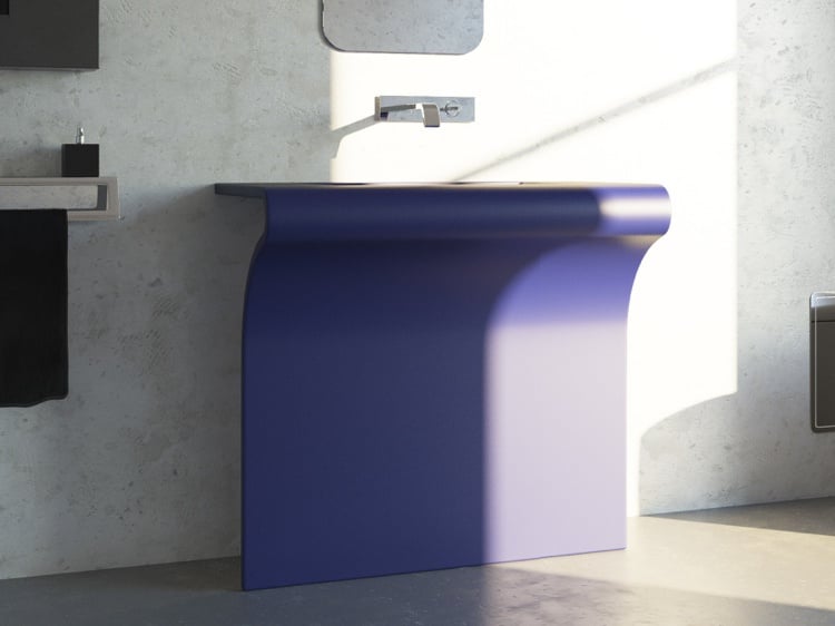 Waschtisch Wandkonsole mit Fuß matt violett
