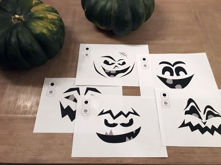 anleitung kürbis schnitzen Kürbis Gesichter ausdrucken Halloween böse Fratzen