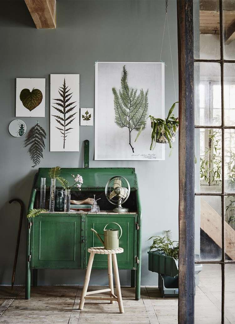 botanik-look deko wall art pflanzen möbel grüntöne