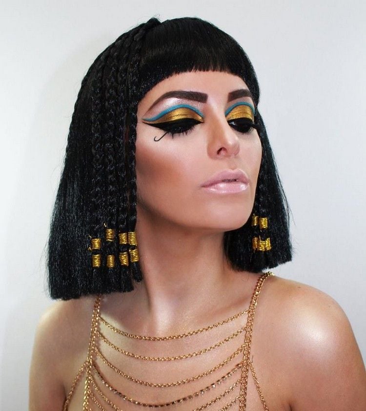 cleopatra kostüm damen perücke schminke