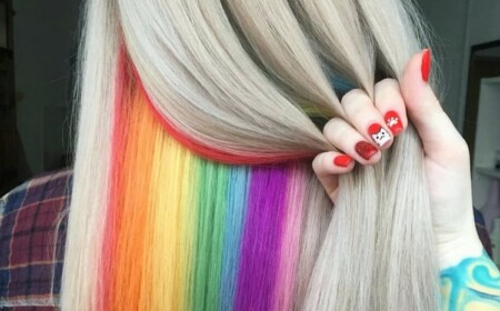 haarfarben trends versteckte regenbogen haare blondes deckhaar