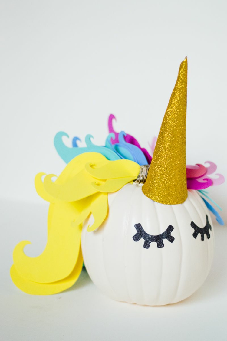 halloween einhorn kürbis einleitung papier horn glitter