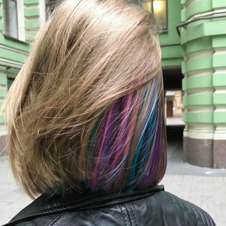 hidden rainbow hair bob frisur modern