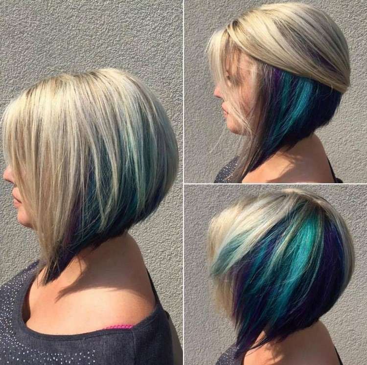 hidden rainbow hair farbkombination blond blau bob a linie