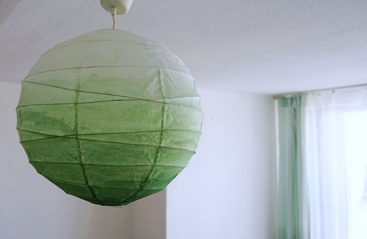ikea regolit papierlampe verschönern ombre grün