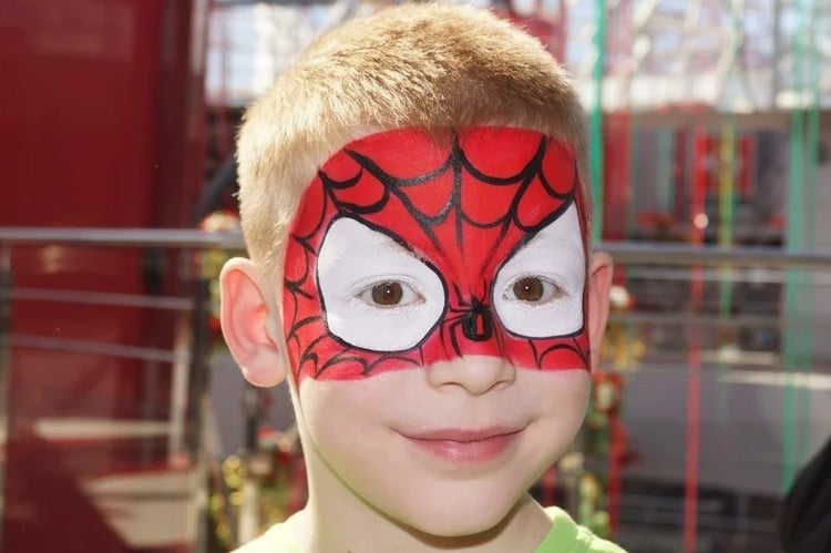 kinderschminken maske spiderman stirn augen