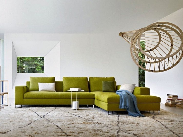 moderne einrichtungsideen greenery trend sofa akzent