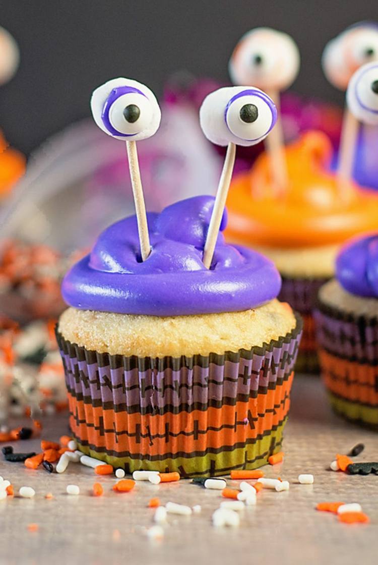 monster halloween muffins deko ideen kinder fingerfood