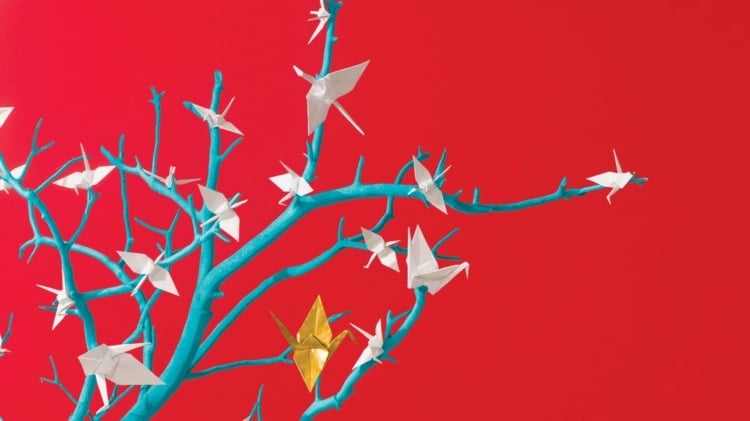 origami kraniche falten hochzeitsbrauch dekoration ideen glücksbringer hochzeit basteln