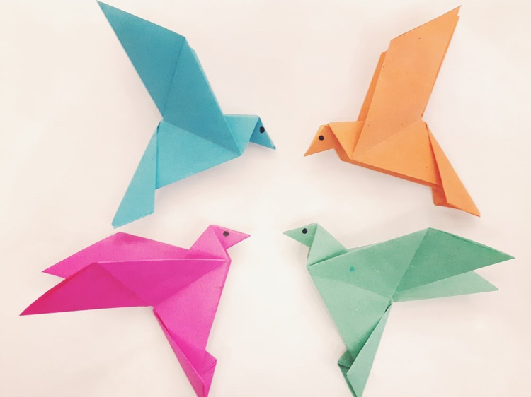 origami vogel falten buntes papier bedeutung