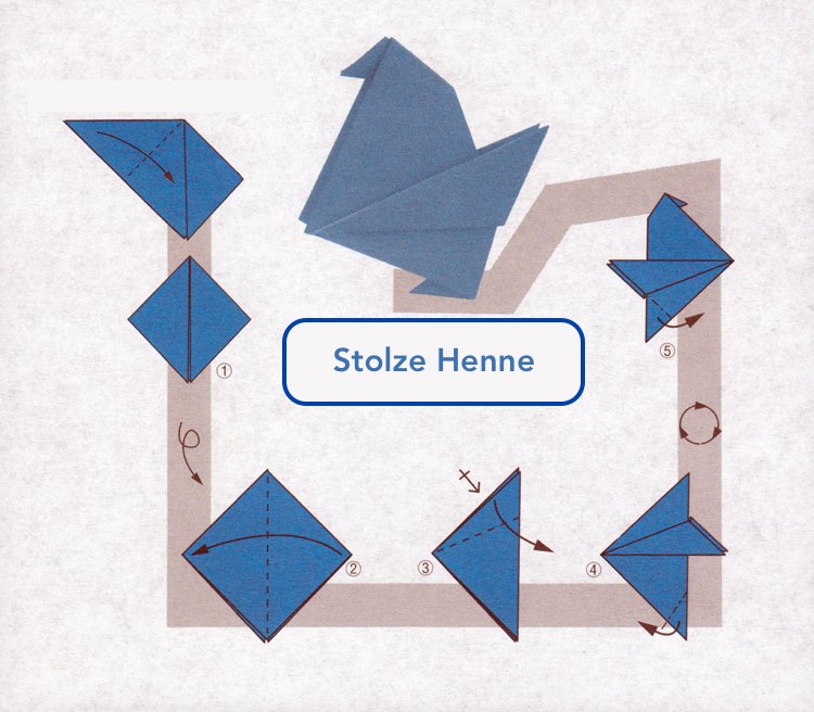 origami vogel falten henne einfach schritte anleitung