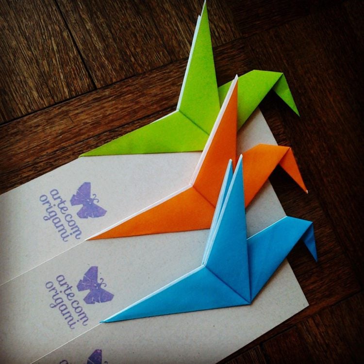 origami vogel kolibri lesezeichen buntes papier