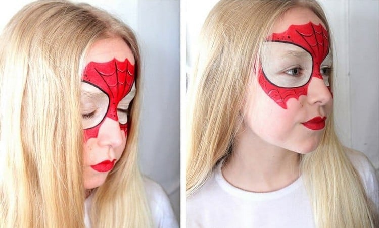 spiderman maske halloween schminken mädchen