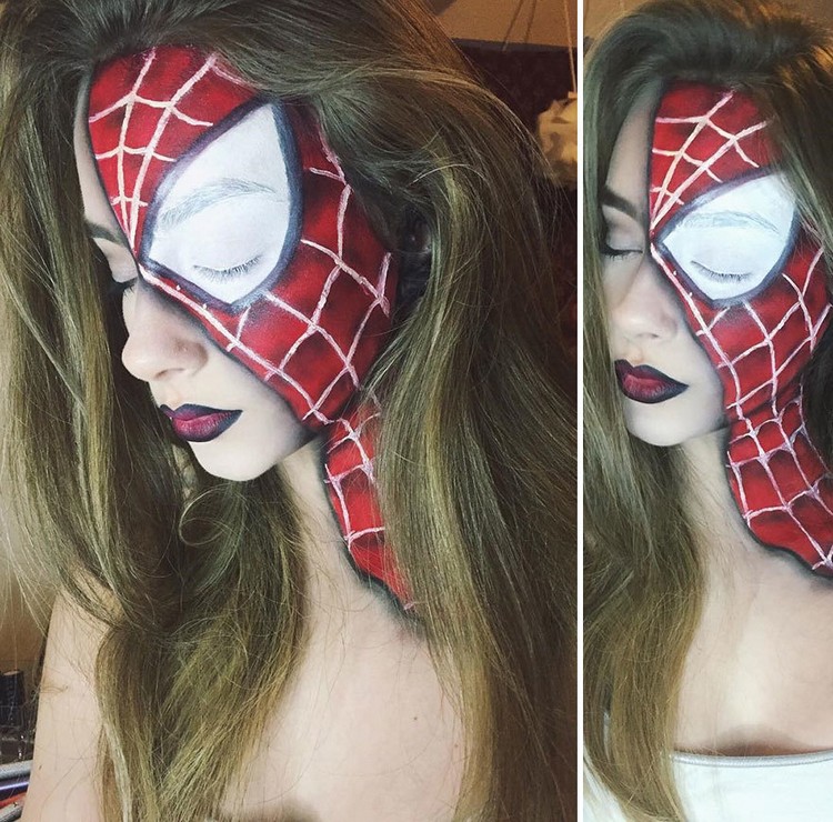 spiderman schminken damen halloween look ideen