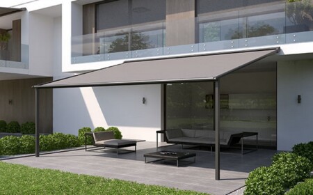 Pergola Markise Alu Anthrazit modern Wandmontage