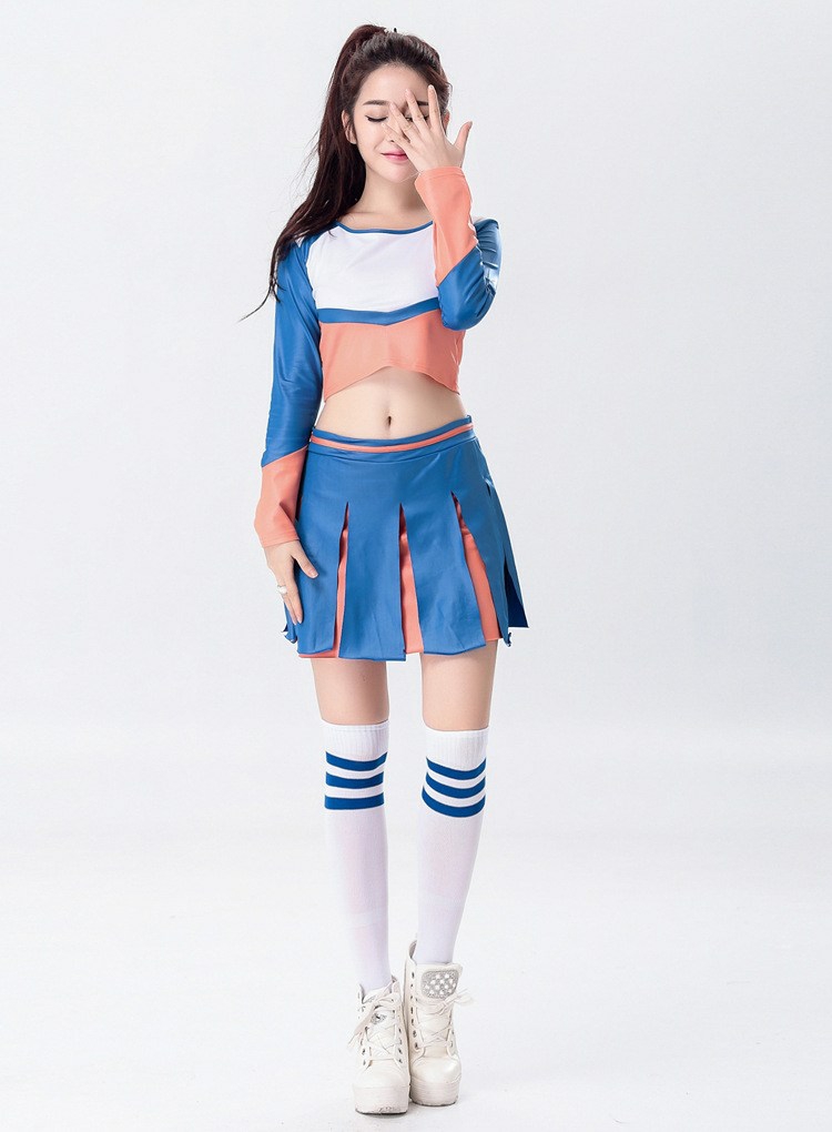 cheerleader kleidung damen zweiteilig langarm rock kniestrümpfe