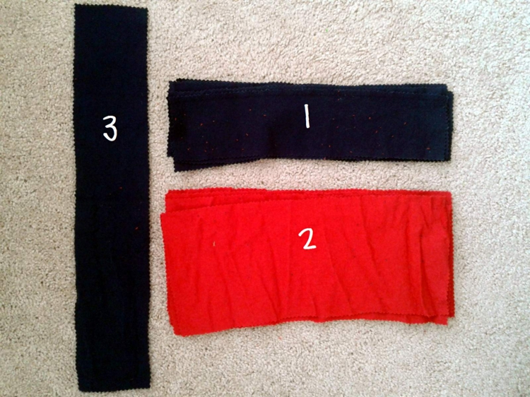 diy karneval kostüm cheerleader material stoff schwarz rot