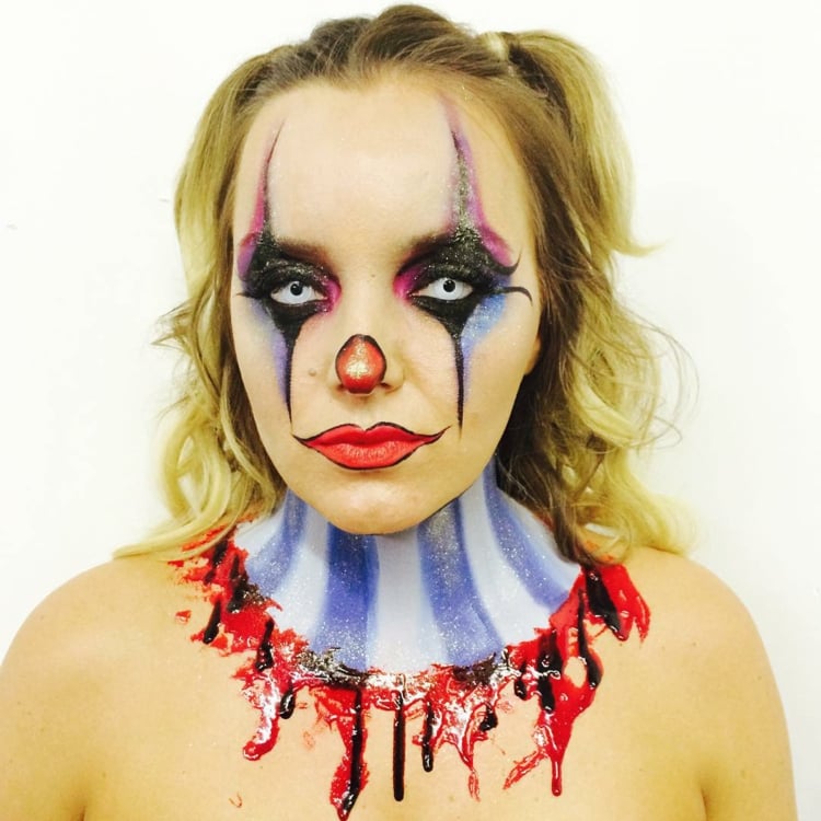 gruselig clown gesicht malen harlekin schminken halloween