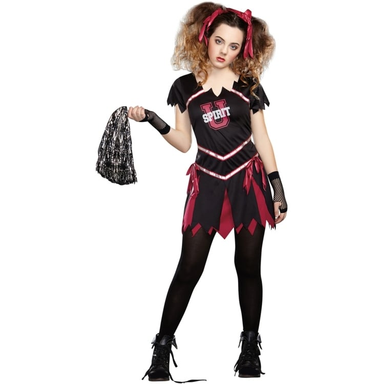 halloween cheerleader kostüm damen schwarz kleidung selber machen