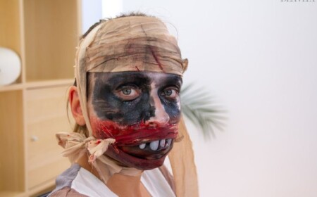 mumie schminken gruseliges makeup halloween kostüm selber machen mumienkostüm ergebnis