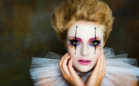 pantomime schminken harlekin make up selber machen halloween