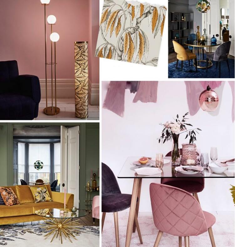 wohntrends 2018 herbst luxus flair rosa gold samt messing gold