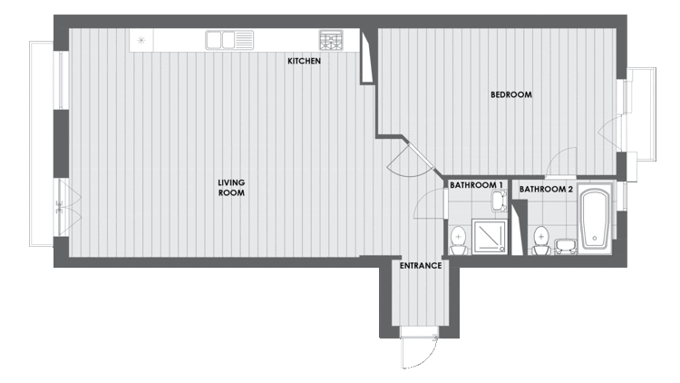 2-Zimmer-Wohnung 80 QUadratmeter Grundrissplan