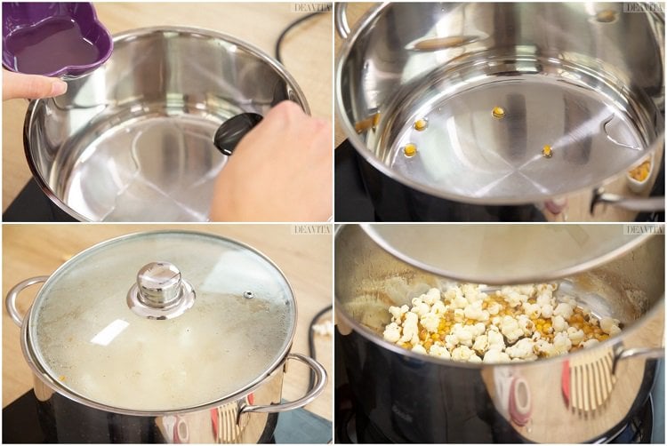 Popcorn selber machen im Topf mit Öl ohne Butter Anleitung