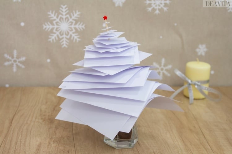 diy ideen weihnachtsdeko aus papier selber machen tannenbaum