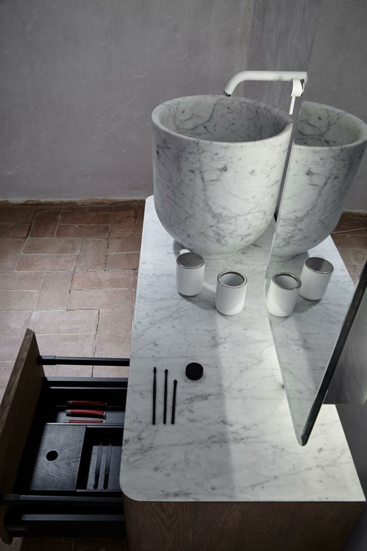 inbani origin kollektion set 3 marmor waschtischunterschrank spiegel beleuchtung waschbecken