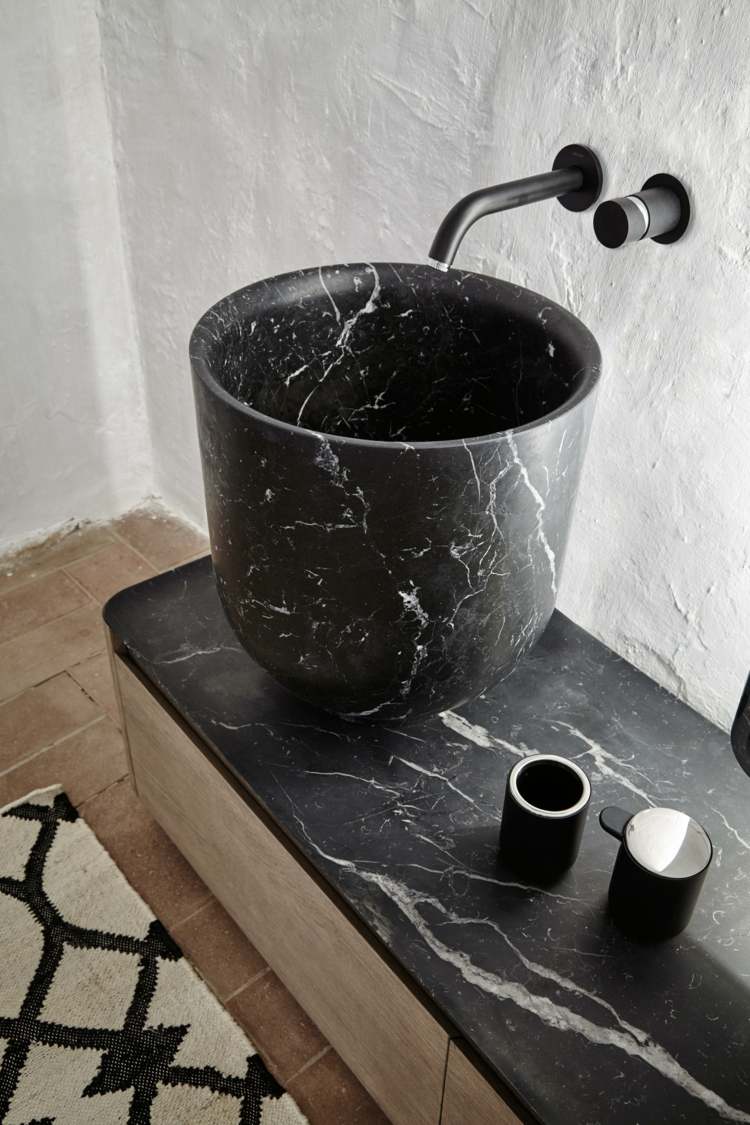 inbani origin kollektion set 3 waschbecken marmor schwarz badezimmerarmaturen waschtisch