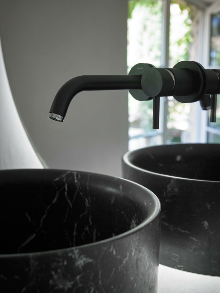inbani origin kollektion set 5 elegante badezimmerarmaturen schwarz marmor waschbecken