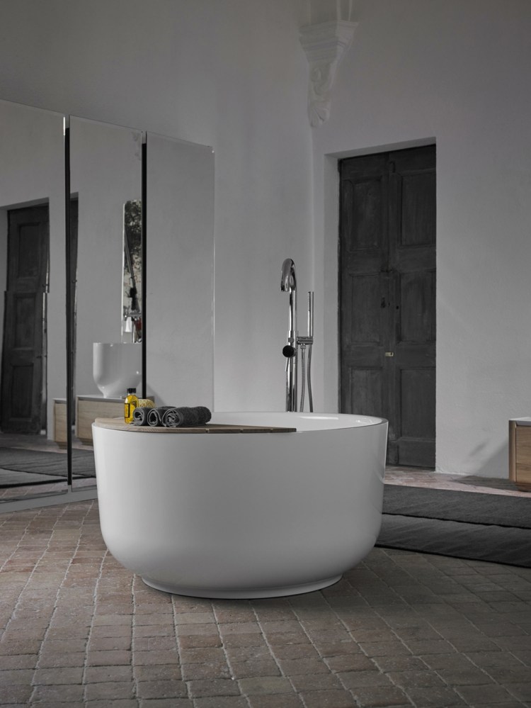 inbani origin serie set 8 badewanne modern rund weiß matt freistehend