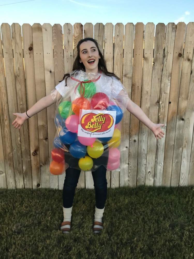 jelly belly bonbons päckchen einfaches kostüm mit luftballons last minute